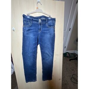 Wallflower Luscious Curvy Fit Bootcut Jeans Medium Wash Blue Embroidered 31x26